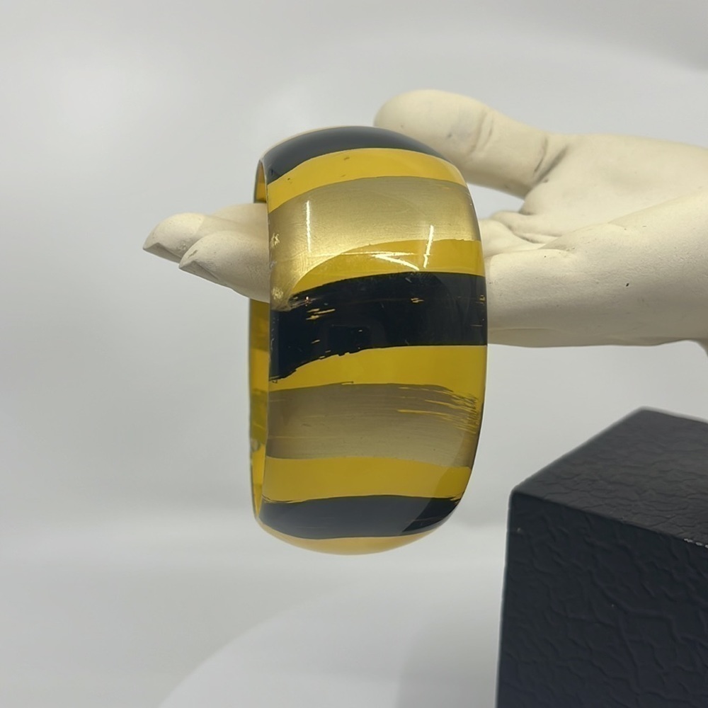 80s Style Black/Yellow/ Clear Thick Acrylic Bracelet